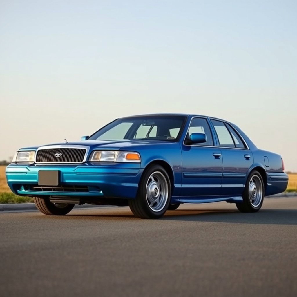A new car created by the Russian company Lada, designed to resemble an American full-size sedan from 1997, specifically the 4th generation Caprice Crown Victoria