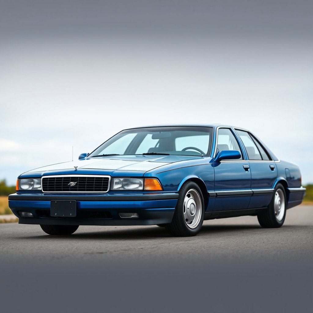 A car created by the Russian company Lada, designed to resemble an American full-size sedan from 1997, specifically the 4th generation Caprice