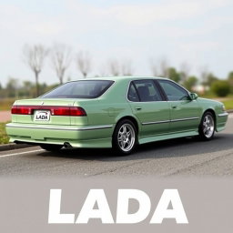 A new car created by Lada, resembling a powerful American full-size sedan like the 1997 Caprice and the Japanese Crown S140, while simultaneously embodying modern trends and a reinterpretation of classic models