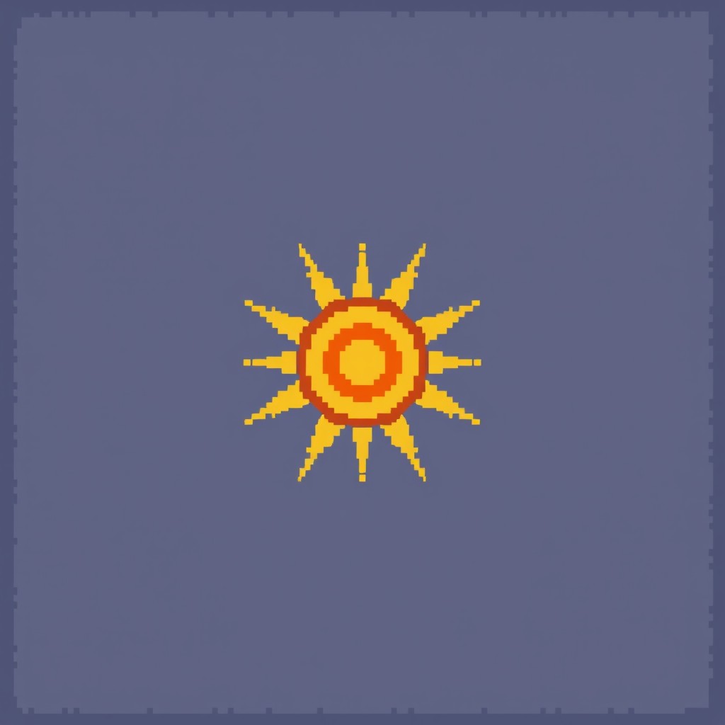 Pixel Art Rune: Radiant Sun Design