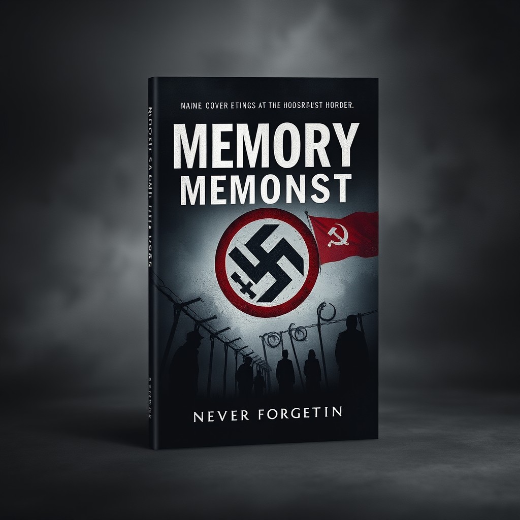 A chilling book cover design that visually represents the themes of memory and horror associated with events like the Holocaust