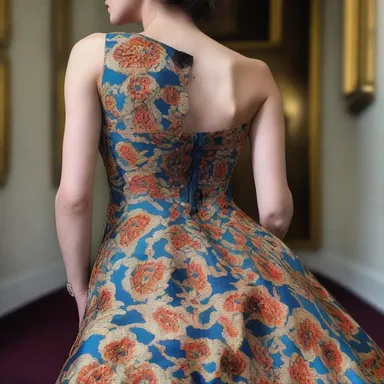 The artist meticulously painted the jag on the edge of the dress, paying close attention to its intricate details.