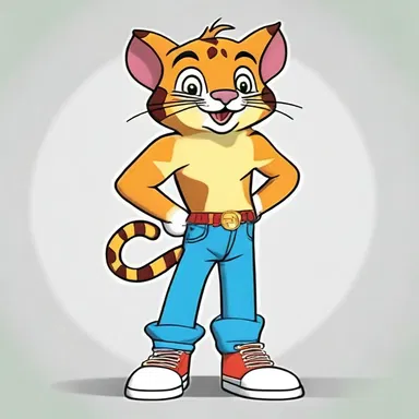 In the cartoon, the character's torn pants had a jag on the leg, revealing a colorful pattern underneath.