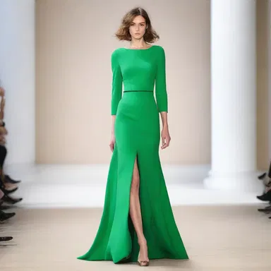 The designer added a subtle jag on the sleeve of the dress, creating an unexpected pop of color.
