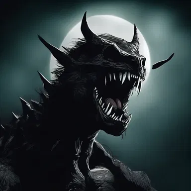 The jagged teeth of the monster glistened in the moonlight, sending shivers down my spine.