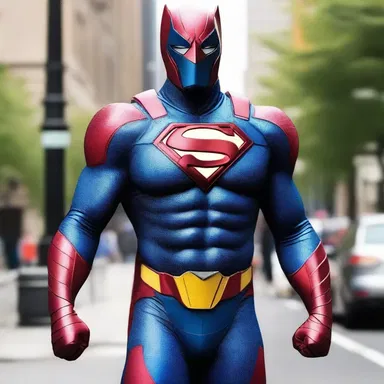 The superhero's costume had a jag on the shoulder pads, giving him a more menacing look.