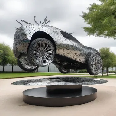 The metal sculpture had a jag sticking out from its base, adding an edgy element to the artwork.