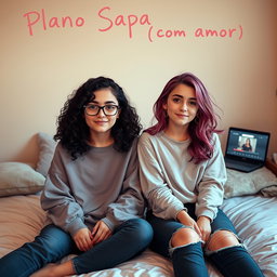 Two teenage girls sitting on a bed