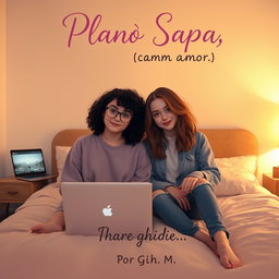 Two teenage girls sitting on a bed