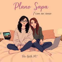 Two teenage girls sitting on a bed