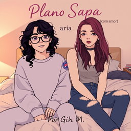 Two teenage girls sitting on a bed