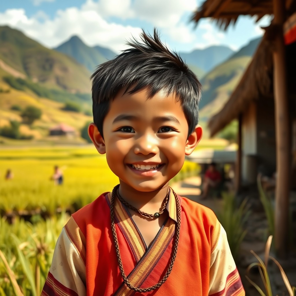 A young boy, Lam-ang, from the Filipino epic 'Kuwento ng Imbag ni Lam-ang'