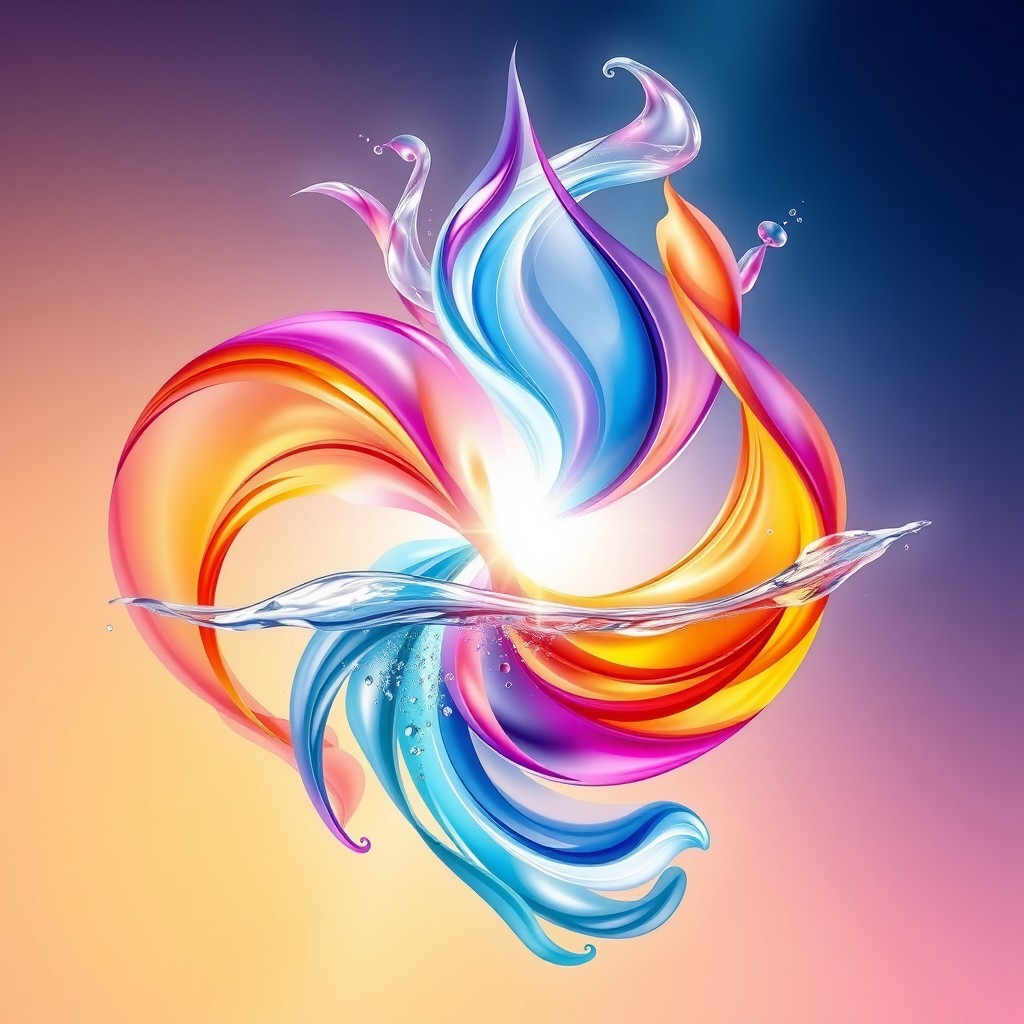 An artistic representation of an abstract concept symbolizing purity and essence, using vibrant colors to evoke strong emotions