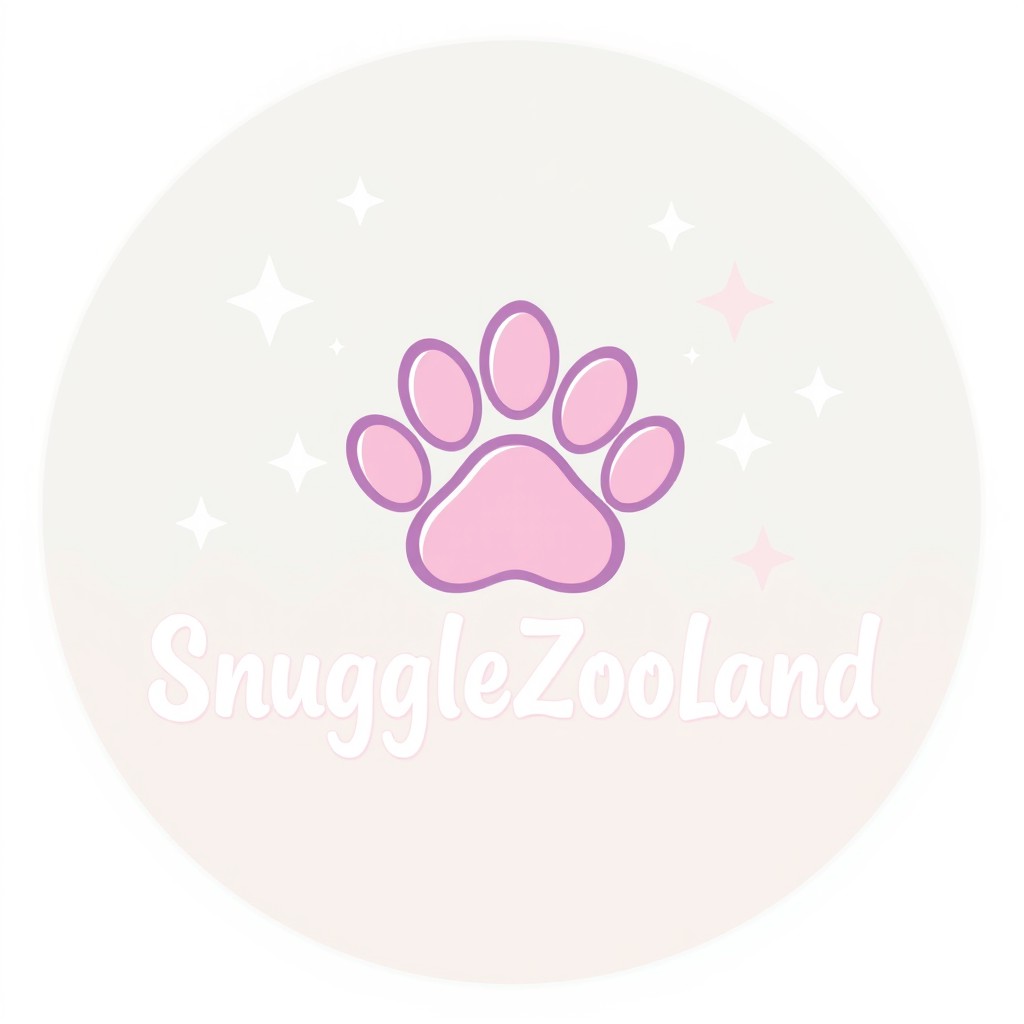 A pastel circular logo featuring a cute kawaii-style paw print in the center