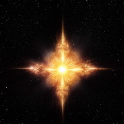 A radiant 6-pointed star gleaming against a pitch-black background