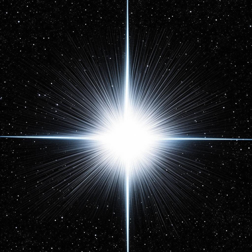 A radiant 6-pointed star gleaming against a pitch-black background