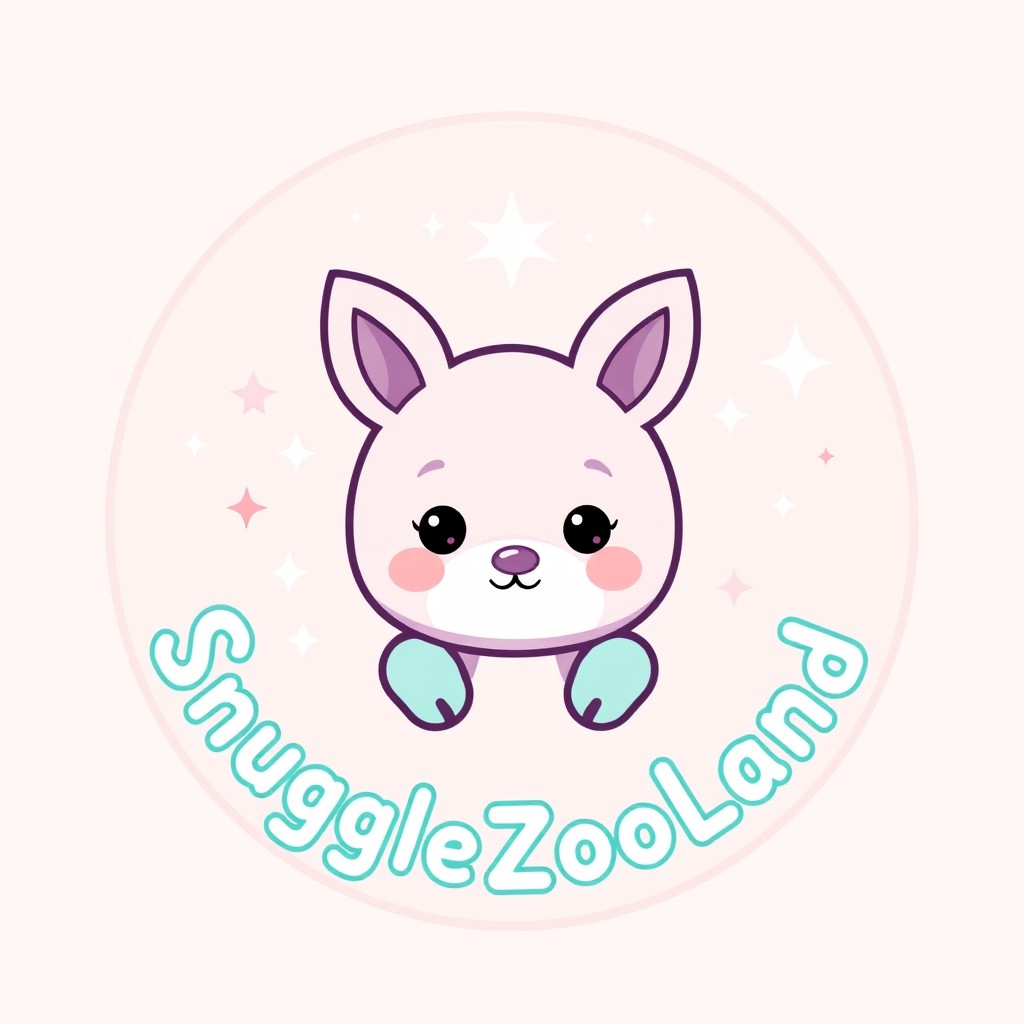 A pastel circular logo featuring a cute kawaii-style animal with adorable ears at the center