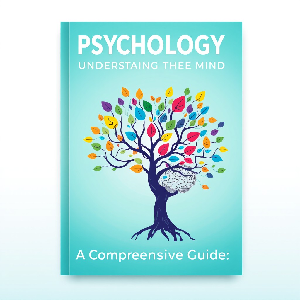 A visually striking cover page for a psychology textbook, featuring a bold illustration of a human brain intertwined with vibrant tree branches, symbolizing growth, knowledge, and interconnected thoughts