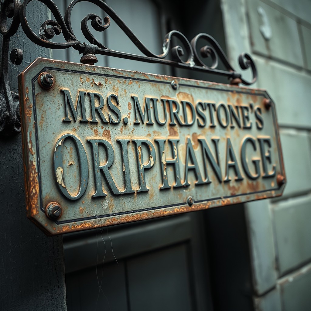 A distressed vintage metal sign reading 'Mrs