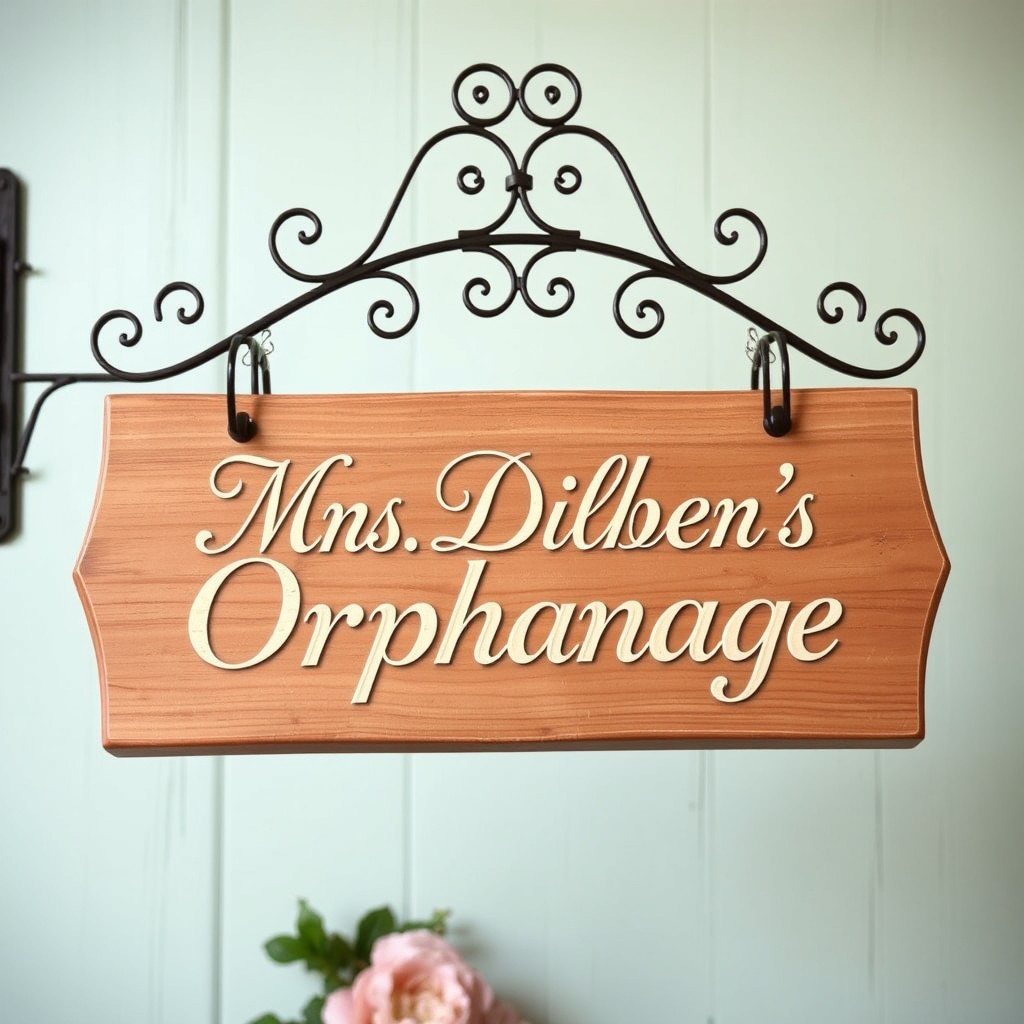 A beautifully maintained vintage-style wooden sign reading 'Mrs