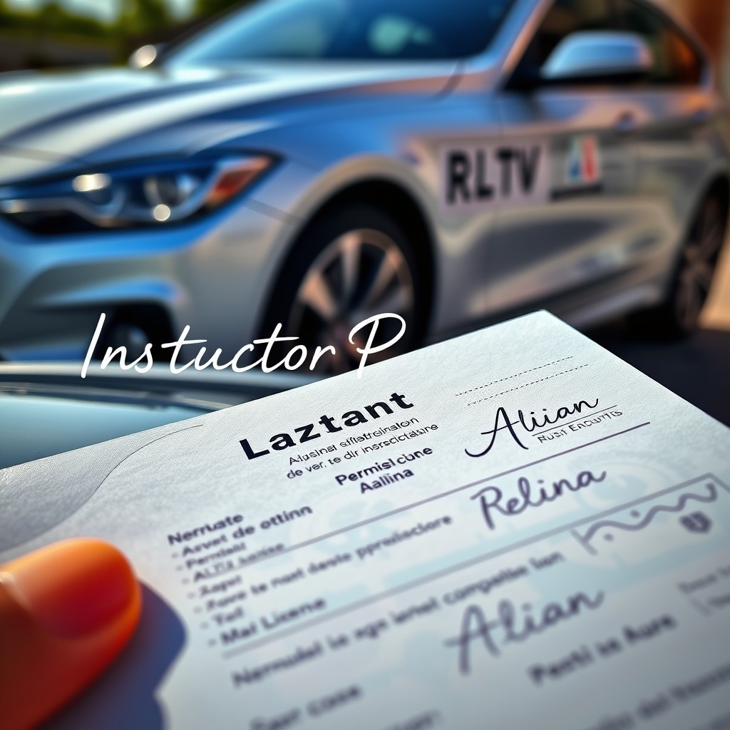 A vibrant and detailed image of a driving license (permis de conducere) placed prominently in the foreground