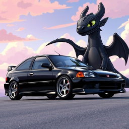 A black 1995 Honda Civic EX positioned slightly sideways, showcasing its sleek design and sporty BBS 17-inch wheels