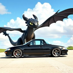 A black 1995 Honda Civic EX positioned slightly sideways, showcasing its sleek design and sporty BBS 17-inch wheels