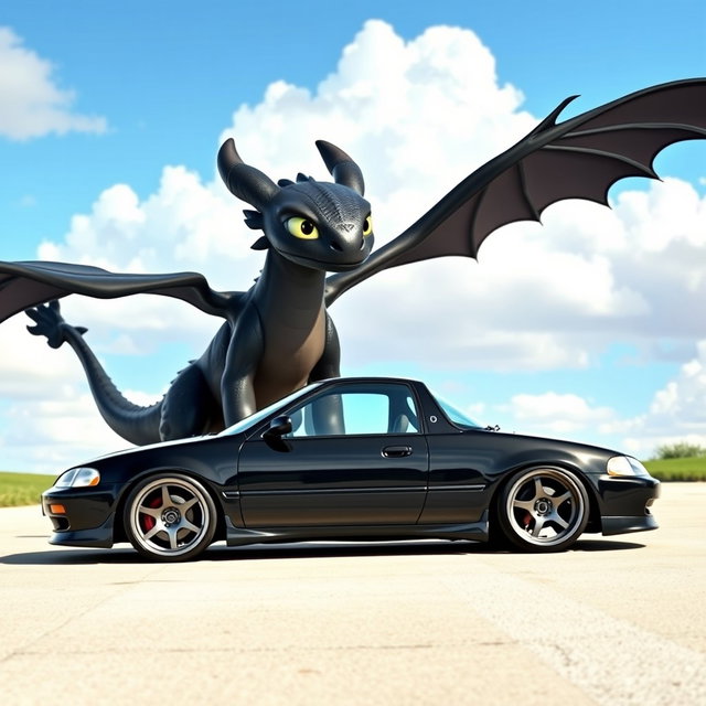 A black 1995 Honda Civic EX positioned slightly sideways, showcasing its sleek design and sporty BBS 17-inch wheels