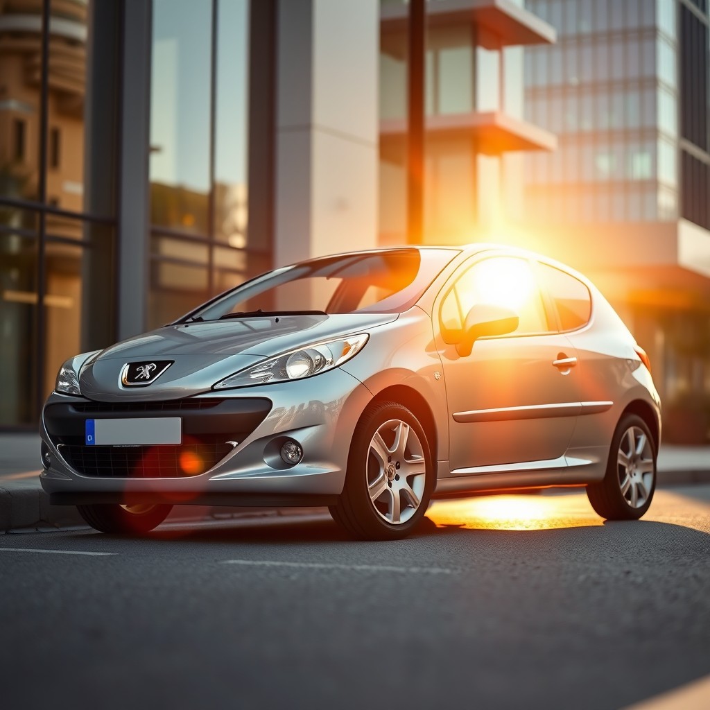 A striking image of a Peugeot 206, highlighting its sporty design and compact form