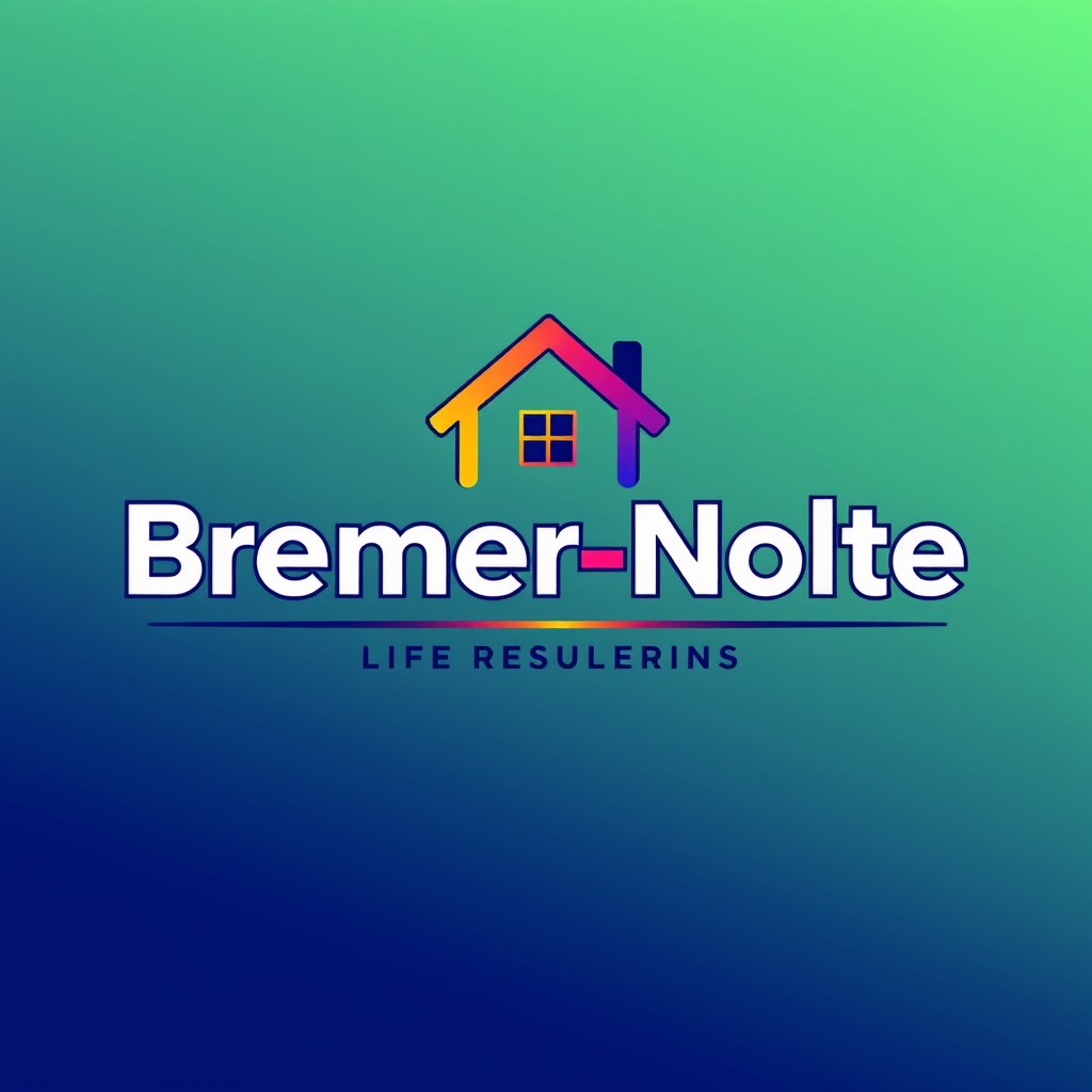 A visually appealing logo design featuring the name 'Bremer-Nolte' in a modern developer style font, creatively integrated with a house icon 🏡