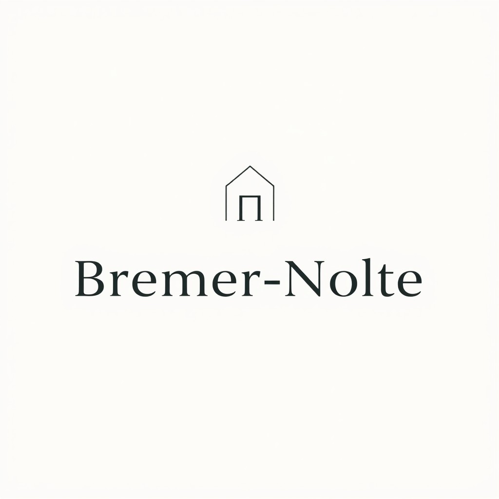 A minimalist logo design featuring the name 'Bremer-Nolte' displayed in bold typography alongside a simple house icon 🏡