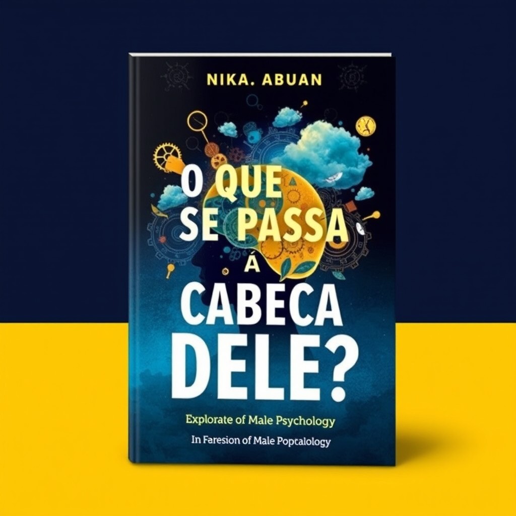 Design a captivating eBook cover featuring the title 'O Que Se Passa na Cabeça Dele?'