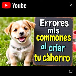 A vibrant YouTube thumbnail featuring an adorable puppy, with a cheerful expression and playful posture