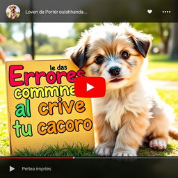 A lively YouTube thumbnail featuring an adorable and fluffy puppy with bright, expressive eyes, playfully sitting