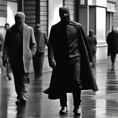 The unheralded appearance of the masked vigilante shocked the audience in the suspense thriller.