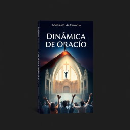 A dynamic book cover titled 'Dinâmica de Oração' featuring the author's name Adonias D