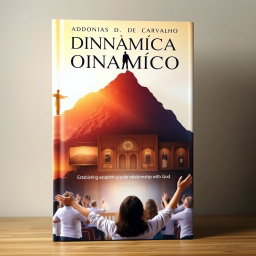 A dynamic book cover titled 'Dinâmica de Oração' featuring the author's name Adonias D