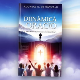 A captivating book cover titled 'Dinâmica de Oração' featuring the subtitle 'Como Estabelecer um Relacionamento com Deus' and the author's name, Adonias D