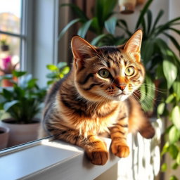 A beautiful brown tabaxi cat, featuring soft, textured fur with shades of brown and black stripes
