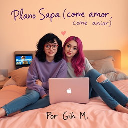 Two teenage girls sitting on a bed