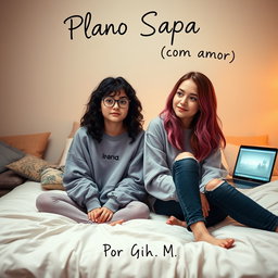 Two teenage girls sitting on a bed