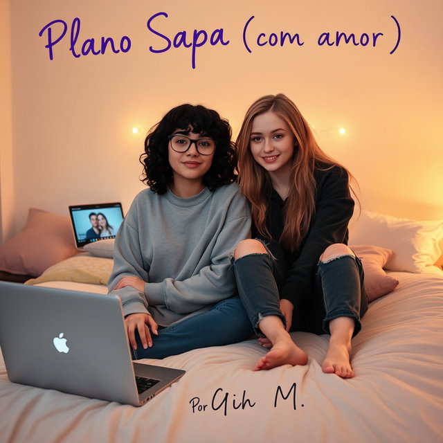 Two teenage girls sitting on a bed