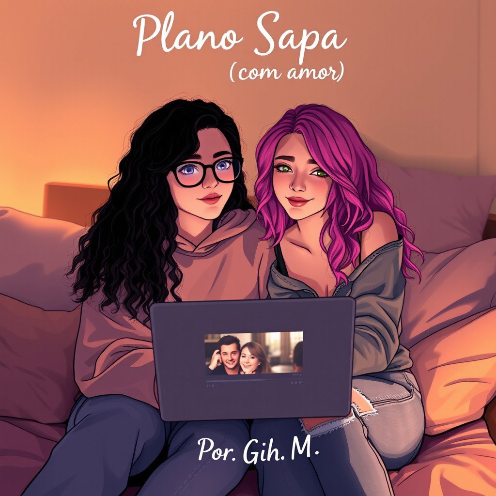 Two adolescents aged 17 and 19 in a cozy room, one with long dark curly hair wearing glasses and a sweatshirt embodying 'Isis vibes', and the other with brightly dyed hair and an edgier style in ripped jeans representing 'Aria'