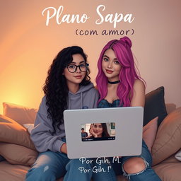 Two adolescents aged 17 and 19 in a cozy room, one with long dark curly hair wearing glasses and a sweatshirt embodying 'Isis vibes', and the other with brightly dyed hair and an edgier style in ripped jeans representing 'Aria'