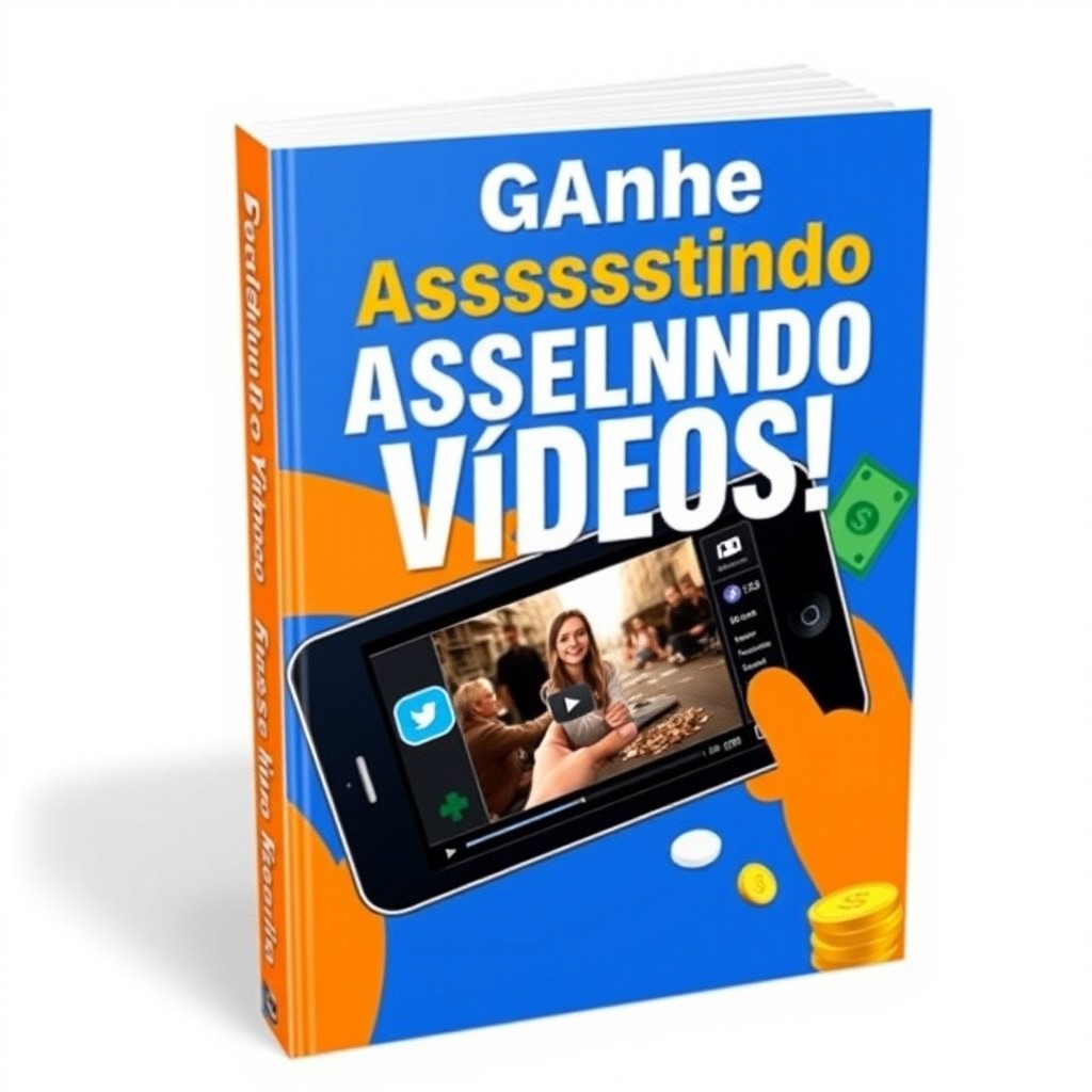 An engaging and modern e-book cover titled 'Ganhe Assistindo Vídeos!'