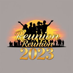 A unique and striking reunion t-shirt design featuring a gold and silver color scheme