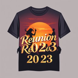 A unique and striking reunion t-shirt design featuring a gold and silver color scheme
