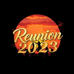 A unique and visually stunning reunion t-shirt design that features an elegant gold and silver color palette
