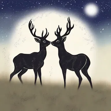 In the meadow, under the shimmering moonlight, the couple shared a cervine dance, their movements resembling graceful deer.