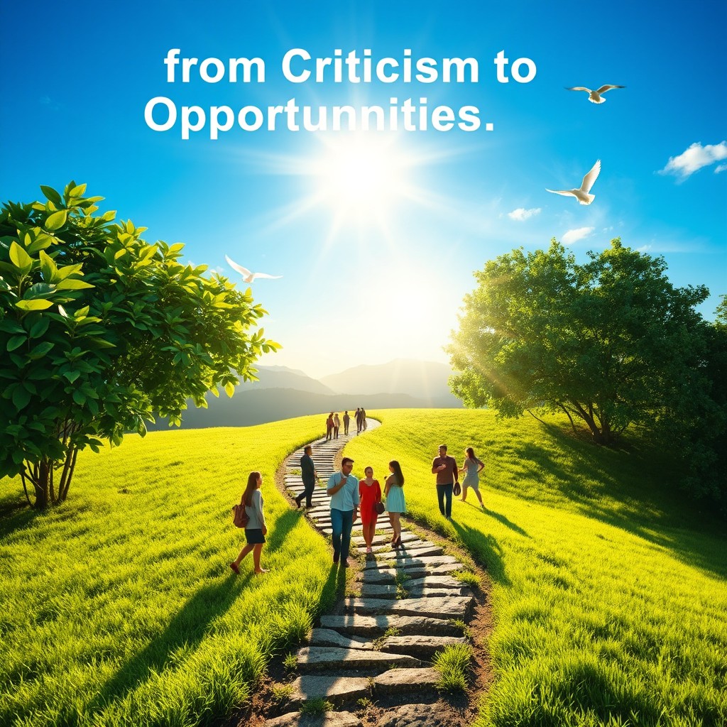 A conceptual image representing the themes of 'From Criticism to Opportunities: Transformational Leadership with Feedback